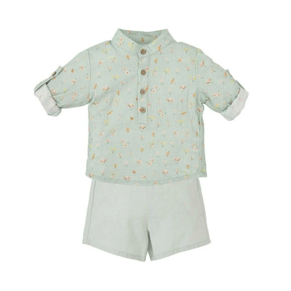 Babidu Mint Green Kids Set with Floral Design